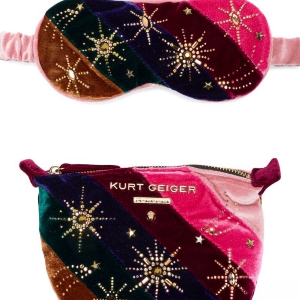 Kurt Geiger Velvet Eye Mask and Pouch Set